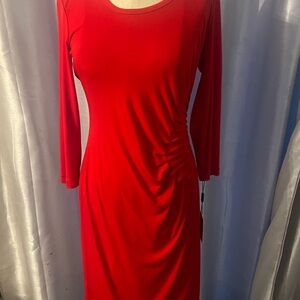 Calvin Klein Red Long Sleeve Dress